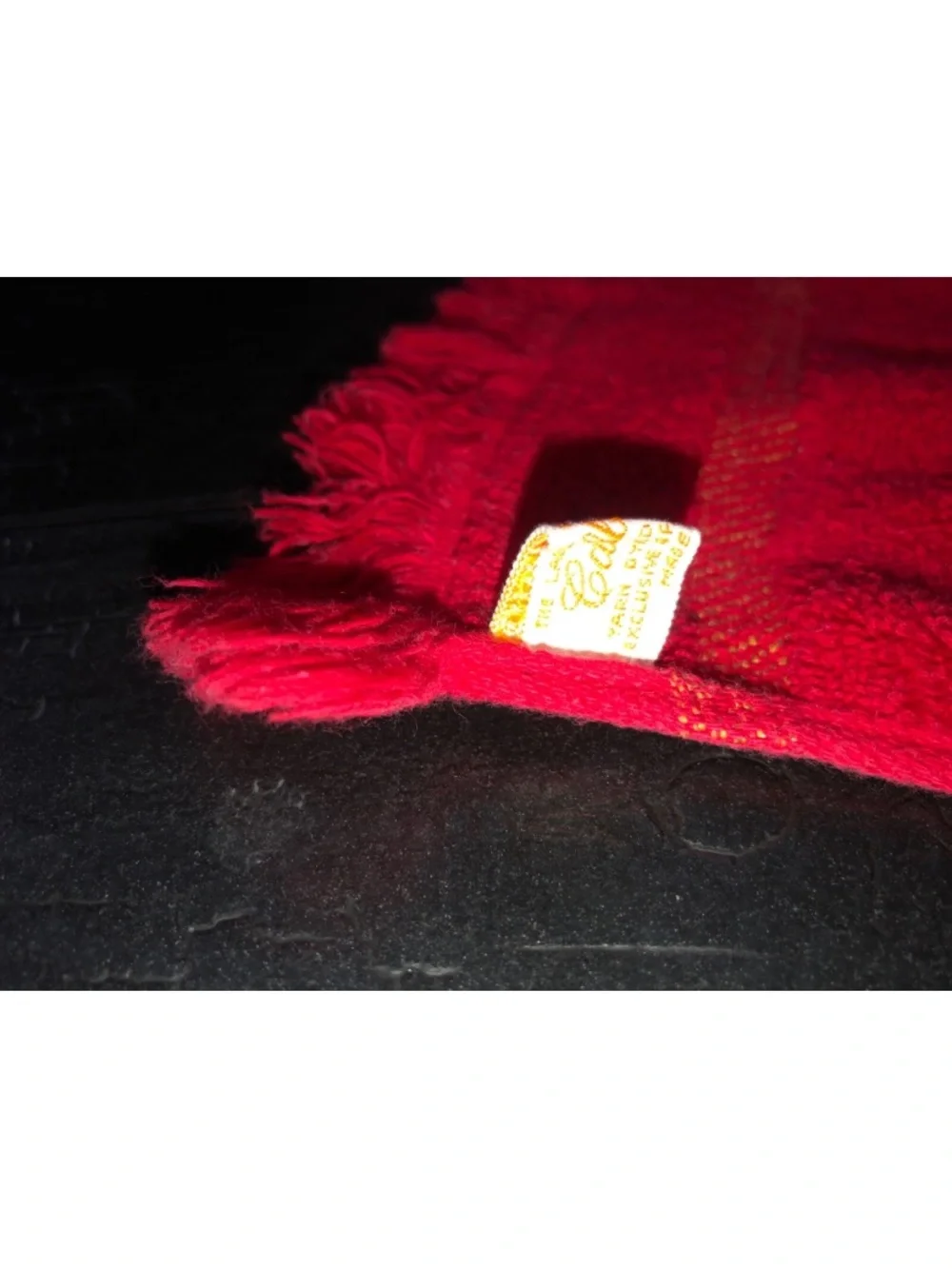 Vintage Callaway Luxury Hand Towel Set Of 2 Fringe Red Gold Stitching VTG